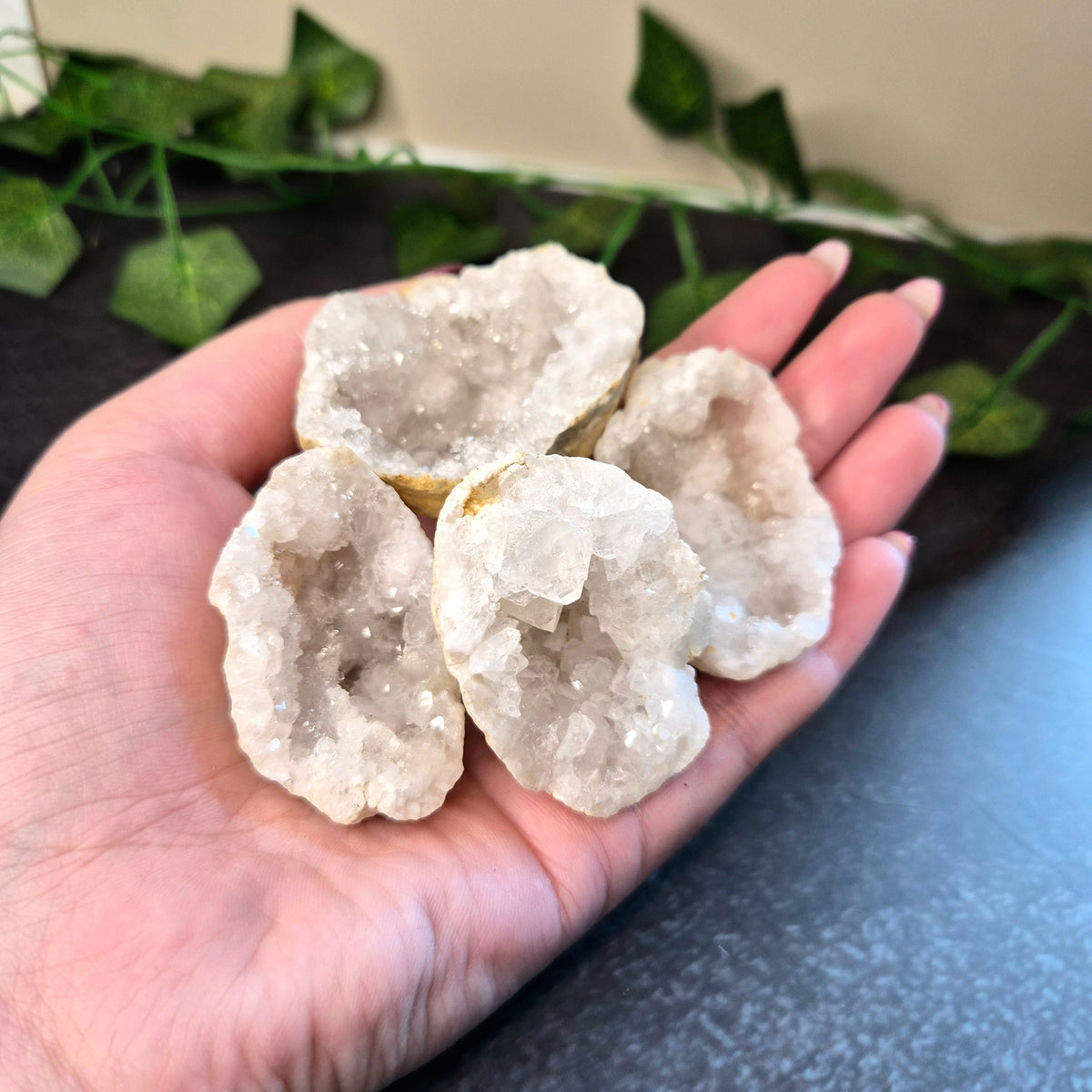 White Quartz Geode Halves
