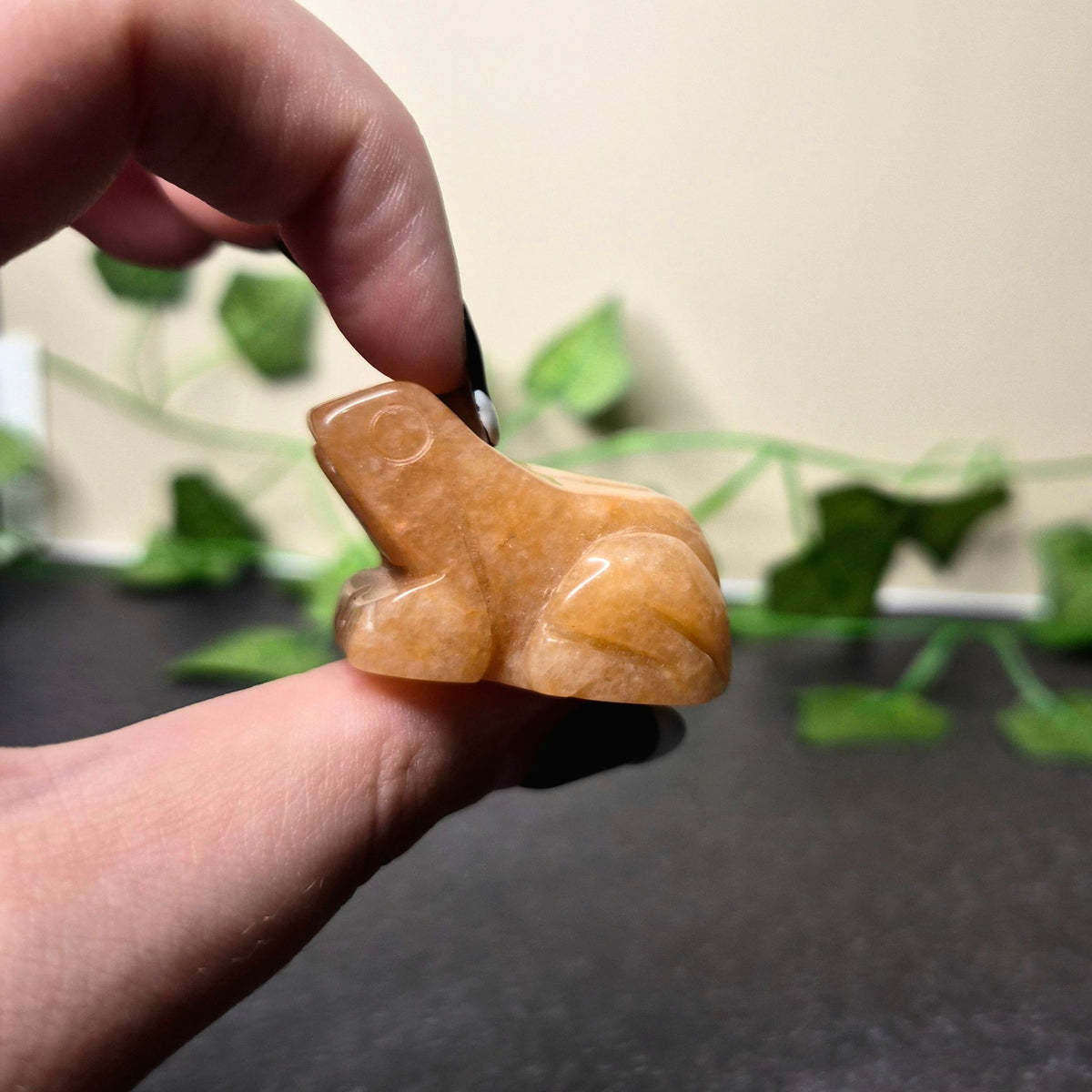 Peach Aventurine Frog